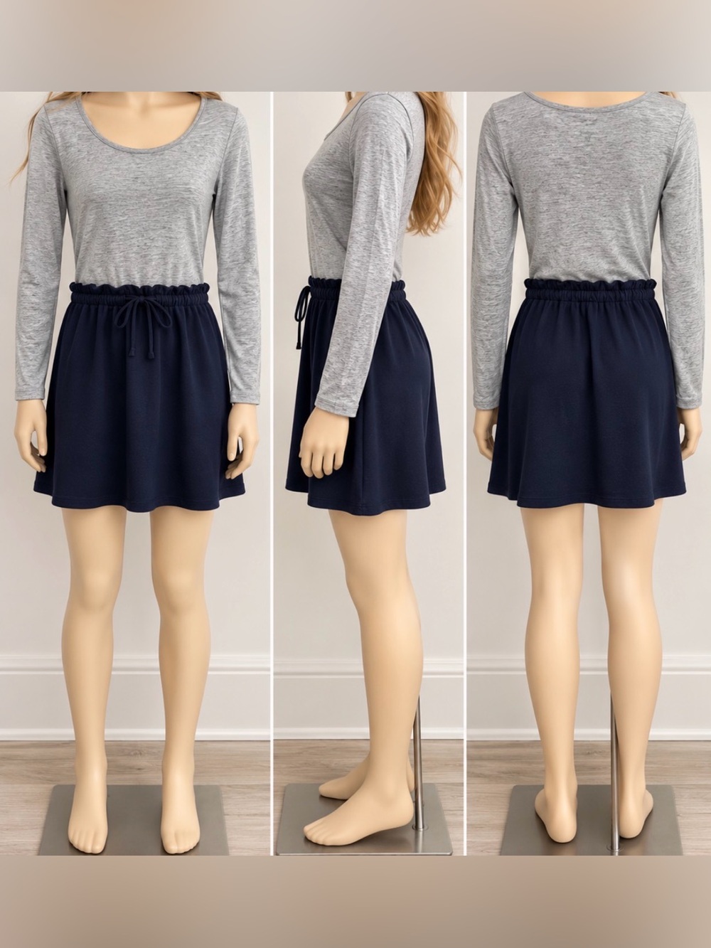 GAP Navy Drawstring Waist Skater Skirt
